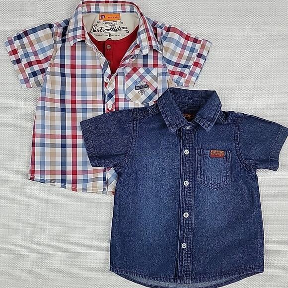 Mayoral and 7 for All Mankind button-up shirt bundle 18M - Picture 1 of 16